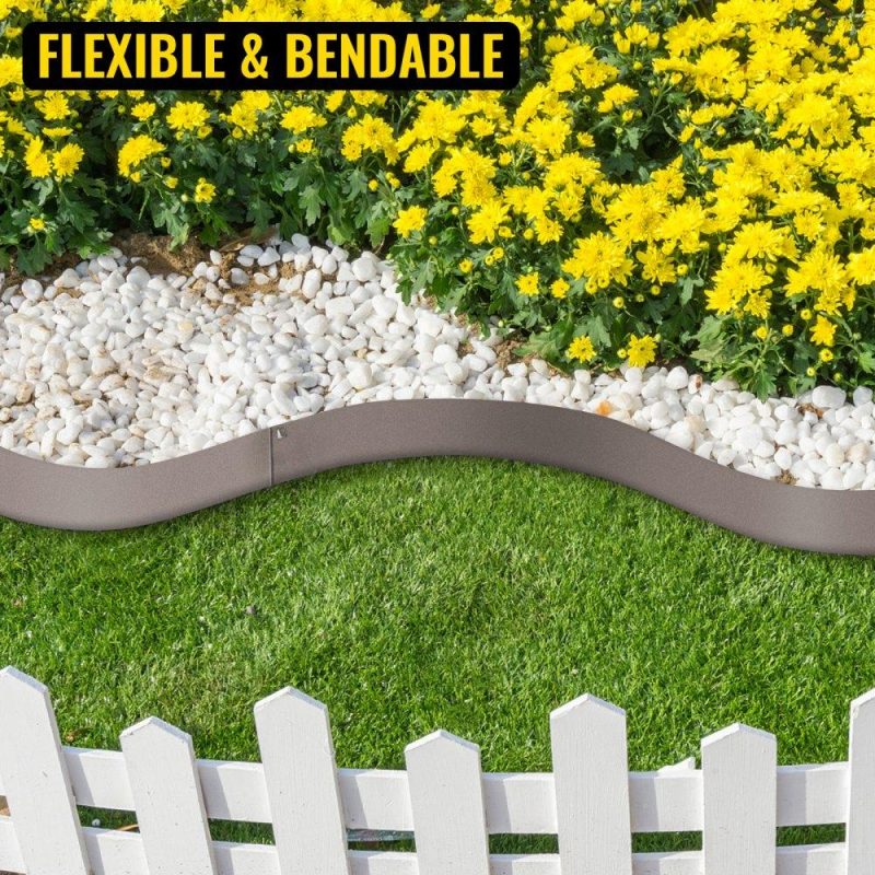 Landscaping & Shade | Steel Lawn Edging, 5PCS Metal Landscape Edging, 3″x39″ Garden Edging Border, Flexible Galvanized Steel Landscape Border, 16.25 ft Length Landscaping Metal Edging, Brown Lawn Edge for Garden Yard Brown Landscaping & Shade Brown