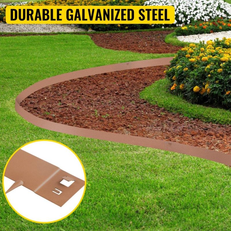 Landscaping & Shade | Steel Lawn Edging, 5PCS Metal Landscape Edging, 4″x39″ Garden Edging Border, Flexible Galvanized Steel Landscape Border, 16.25 ft Length Landscaping Metal Edging, Grown Lawn Edge for Garden Yard Brown Landscaping & Shade Brown