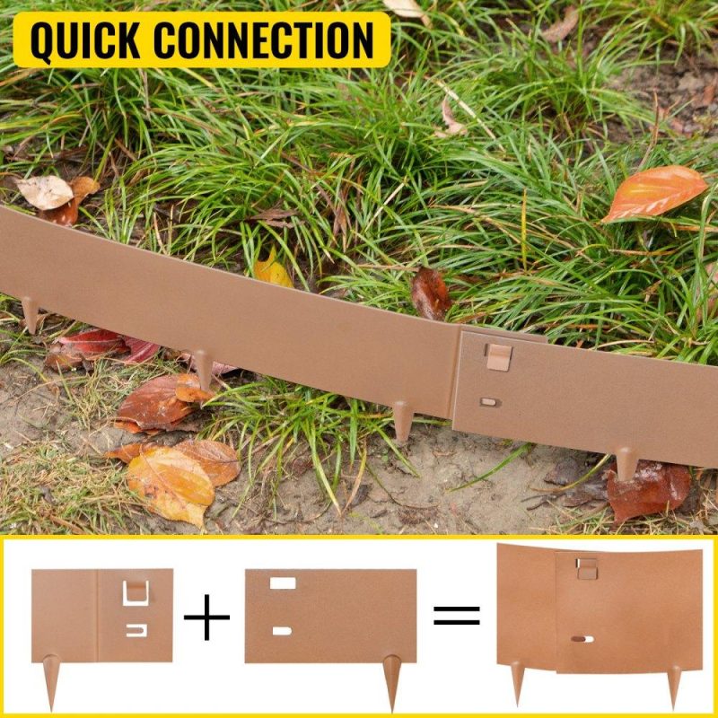 Landscaping & Shade | Steel Lawn Edging, 5PCS Metal Landscape Edging, 4″x39″ Garden Edging Border, Flexible Galvanized Steel Landscape Border, 16.25 ft Length Landscaping Metal Edging, Grown Lawn Edge for Garden Yard Brown Landscaping & Shade Brown