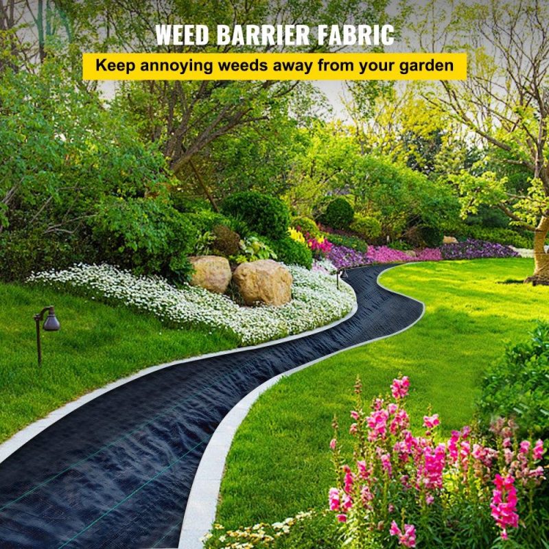 Landscaping & Shade | Weed Barrier Landscape Fabric, 4 x 250 FT Geotextile Underlayment, PP Woven Garden Ground Cover, 5Oz Weed Control Fabric, Heavy Duty Weed Block Fabric w/Good Permeability, Gardening Mat, Black Landscaping & Shade Landscaping & Shade