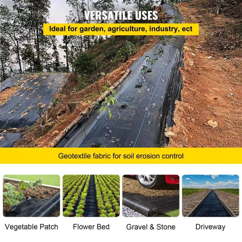 Landscaping & Shade | Weed Barrier Landscape Fabric, 4 x 250 FT Geotextile Underlayment, PP Woven Garden Ground Cover, 5Oz Weed Control Fabric, Heavy Duty Weed Block Fabric w/Good Permeability, Gardening Mat, Black Landscaping & Shade Landscaping & Shade