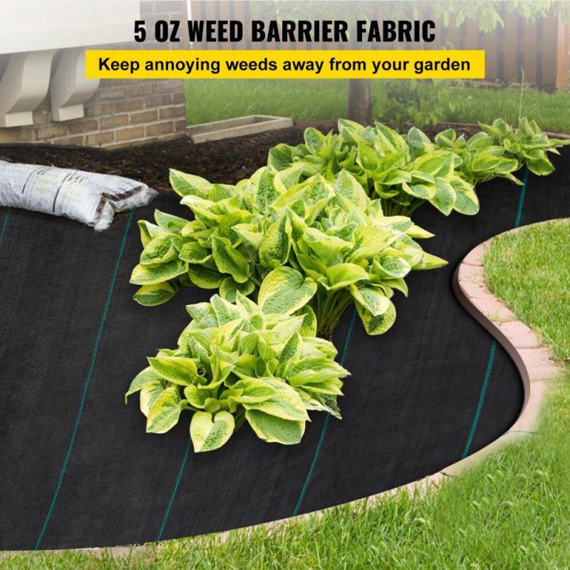 Landscaping & Shade | Weed Barrier Landscape Fabric, 5 x 250 ft, 5 Oz Premium Woven Ground Cover Heavy Duty PP Material & Easy Setup, Dual-Layer for Outdoor Garden, Lawn, Driveway, Black Landscaping & Shade Landscaping & Shade