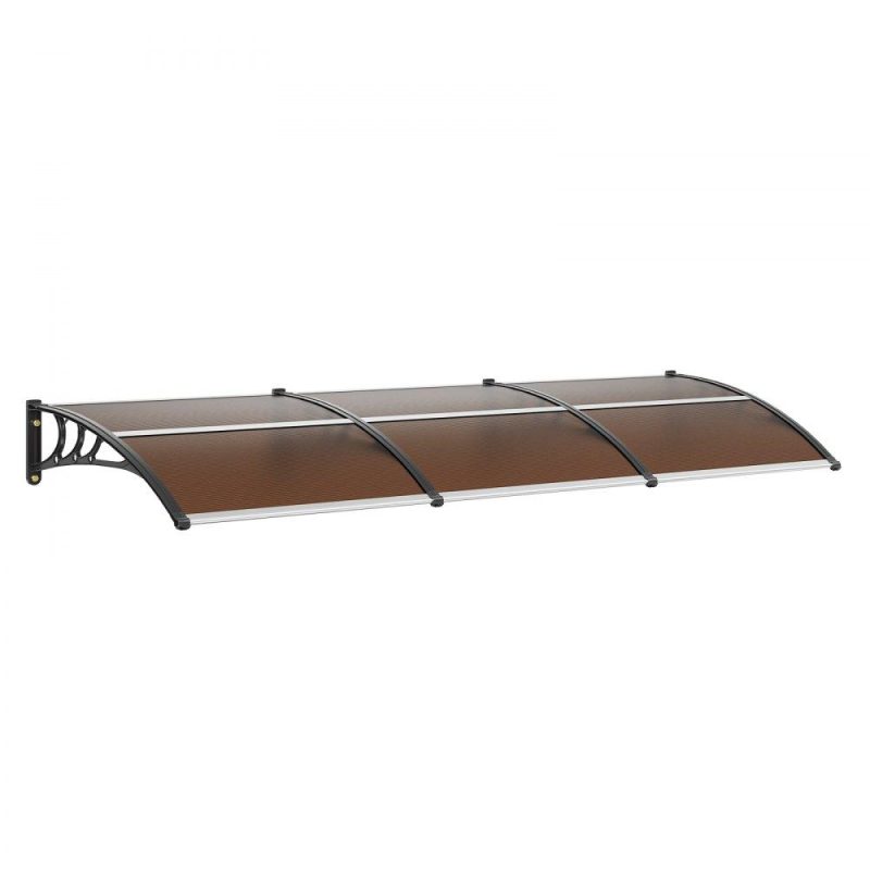 Landscaping & Shade | Window Door Awning Canopy 38″ x 117″, UPF 50+ Polycarbonate Entry Door Outdoor Window Awning Exterior, Front Door Overhang Awning for Sun Shutter, UV, Rain, Snow Protection, Hollow Sheet Brown Landscaping & Shade Brown