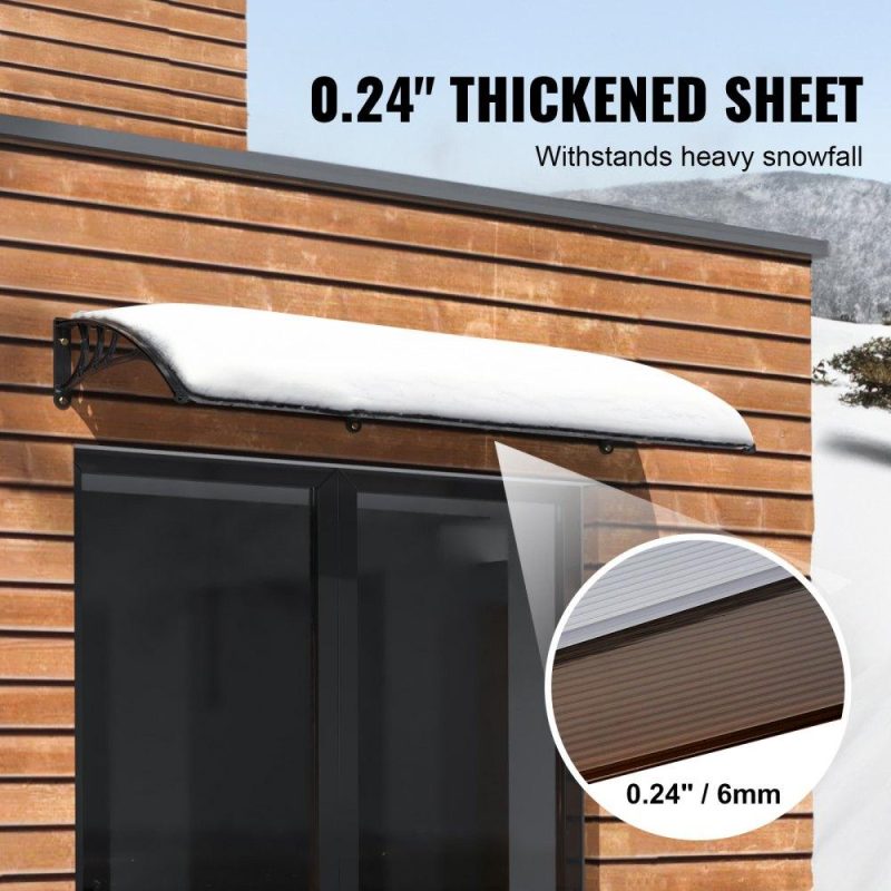 Landscaping & Shade | Window Door Awning Canopy 38″ x 117″, UPF 50+ Polycarbonate Entry Door Outdoor Window Awning Exterior, Front Door Overhang Awning for Sun Shutter, UV, Rain, Snow Protection, Hollow Sheet Brown Landscaping & Shade Brown