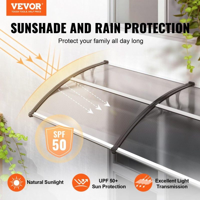 Landscaping & Shade | Window Door Awning Canopy 40″ x 40″, UPF 50+ Polycarbonate Entry Door Outdoor Window Awning Exterior, Front Door Overhang Awning for Sun Shutter, UV, Rain, Snow Protection, Hollow Sheet White Landscaping & Shade Landscaping & Shade