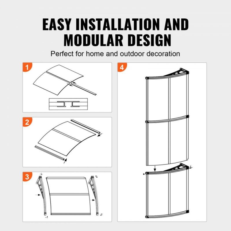 Landscaping & Shade | Window Door Awning Canopy 40″ x 40″, UPF 50+ Polycarbonate Entry Door Outdoor Window Awning Exterior, Front Door Overhang Awning for Sun Shutter, UV, Rain, Snow Protection, Hollow Sheet Brown Landscaping & Shade Brown