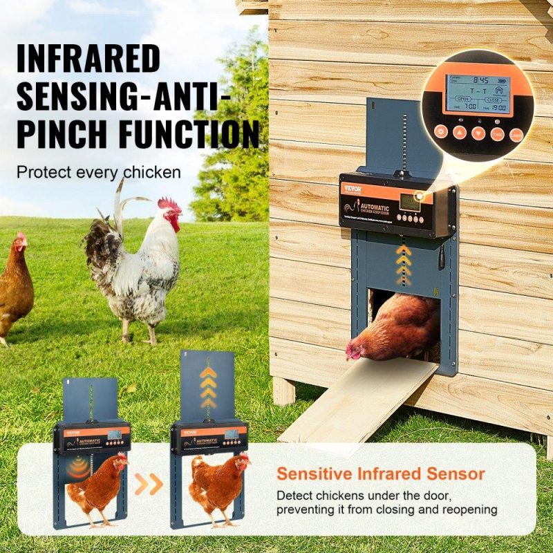 Livestock & Poultry Supplies | Automatic Chicken Coop Door, Auto Chicken Door Opener with Timer & Light Sensor Aluminum Chicken Coops Door with Remote Control and LCD screen, 4 Modes Opening, Battery or DC Powered Agriculture & Forestry Equipment Livestock & Poultry Supplies