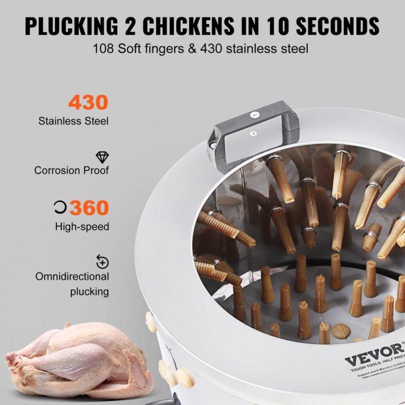 Livestock & Poultry Supplies | Chicken Plucker Machine, Feather Plucker with 20-inch Stainless Steel Drum, Defeathering Equipment with 108 Soft Fingers, Simple Debris Collection, 500W High Power Poultry Plucking Agriculture & Forestry Equipment Livestock & Poultry Supplies