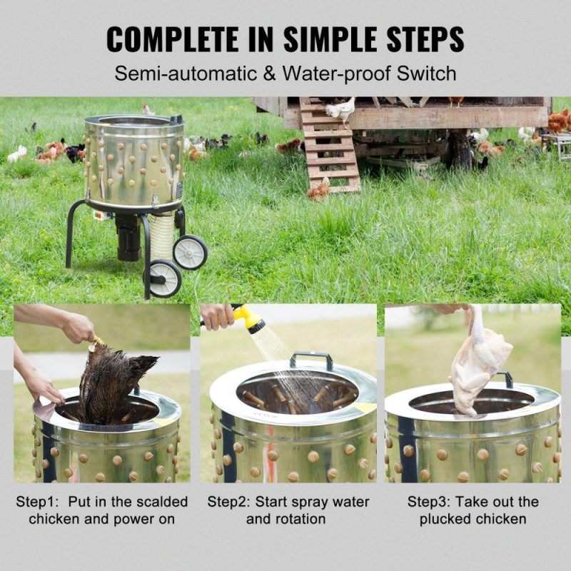 Livestock & Poultry Supplies | Chicken Plucker Machine, Feather Plucker with 20-inch Stainless Steel Drum, Defeathering Equipment with 108 Soft Fingers, Simple Debris Collection, 500W High Power Poultry Plucking Agriculture & Forestry Equipment Livestock & Poultry Supplies