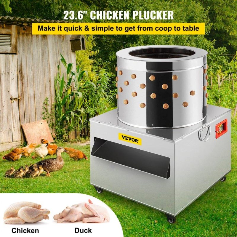 Livestock & Poultry Supplies | Chicken Poultry Plucker 2200W 240R/min Turkey Chicken Poultry Plucking Machine 23.5inch Barrel Diameter Stainless Steel Feather Plucking Machine with Wheels Defeather Hair Removal Machine Agriculture & Forestry Equipment Livestock & Poultry Supplies