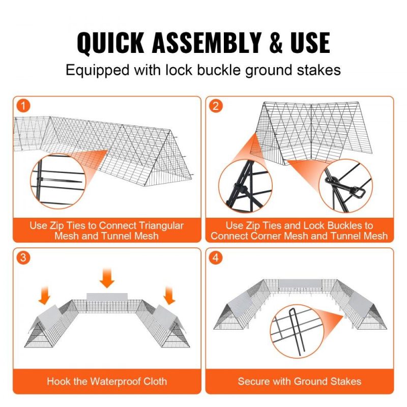 Livestock & Poultry Supplies | Chicken Tunnels, 236.2 x 157.5 x 24.2 inch(LxWxH) Chicken Tunnels for Yard, Portable Chicken Tunnels for Outside with Corner Frames, 2 Sets, Suitable for Chickens, Ducks, Rabbits Agriculture & Forestry Equipment Livestock & Poultry Supplies