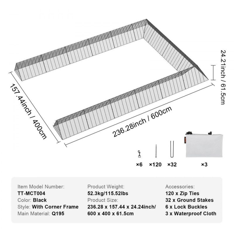 Livestock & Poultry Supplies | Chicken Tunnels, 236.2 x 157.5 x 24.2 inch(LxWxH) Chicken Tunnels for Yard, Portable Chicken Tunnels for Outside with Corner Frames, 2 Sets, Suitable for Chickens, Ducks, Rabbits Agriculture & Forestry Equipment Livestock & Poultry Supplies