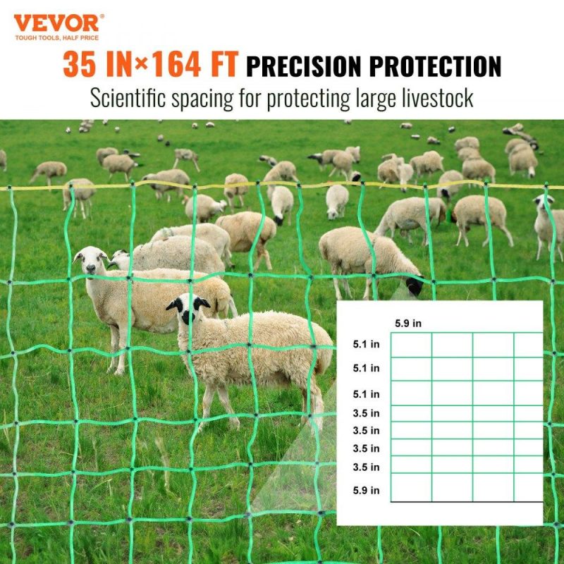 Livestock & Poultry Supplies | Electric Fence Netting, 35″ H x 164′ L, PE Net Fencing with Posts & Double-Spiked Stakes, Utility Portable Mesh for Goats, Sheep, Lambs, Deer, Hogs, Dogs, Used in Backyards, Farms, and Ranches Agriculture & Forestry Equipment Livestock & Poultry Supplies