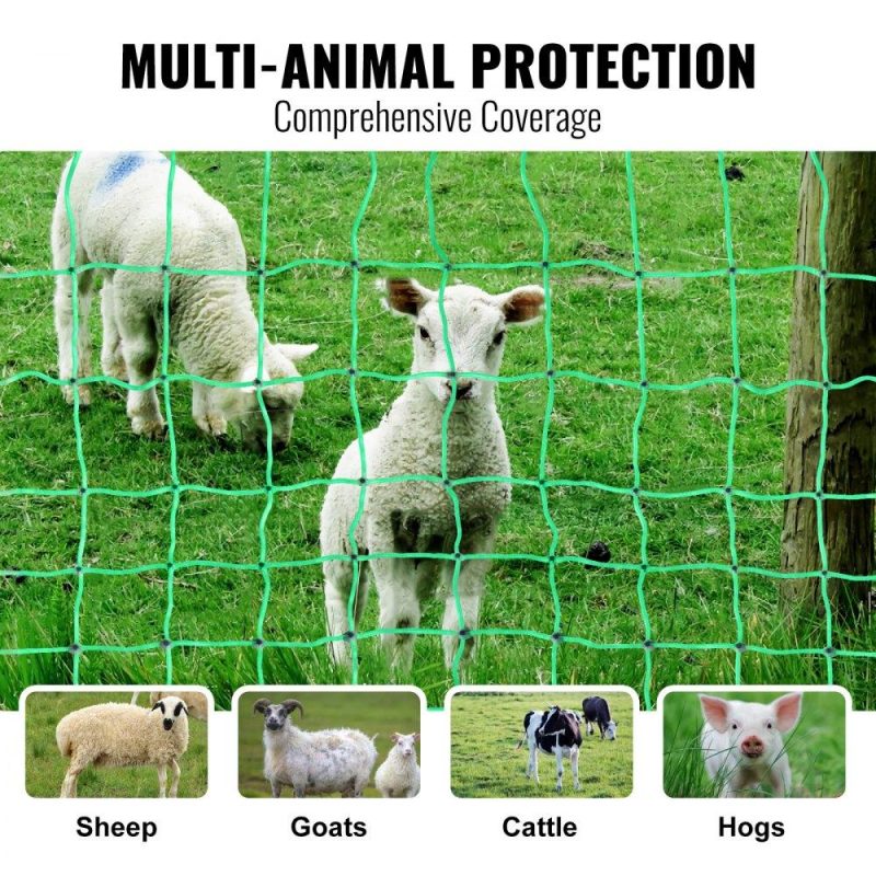 Livestock & Poultry Supplies | Electric Fence Netting, 35″ H x 164′ L, PE Net Fencing with Posts & Double-Spiked Stakes, Utility Portable Mesh for Goats, Sheep, Lambs, Deer, Hogs, Dogs, Used in Backyards, Farms, and Ranches Agriculture & Forestry Equipment Livestock & Poultry Supplies