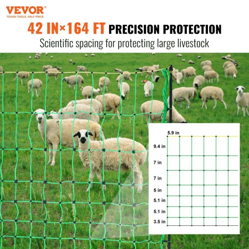 Livestock & Poultry Supplies | Electric Fence Netting, 42″ H x 164′ L, PE Net Fencing with Posts & Double-Spiked Stakes, Utility Portable Mesh for Goats, Sheep, Lambs, Deer, Hogs, Dogs, Used in Backyards, Farms, and Ranches Agriculture & Forestry Equipment Livestock & Poultry Supplies