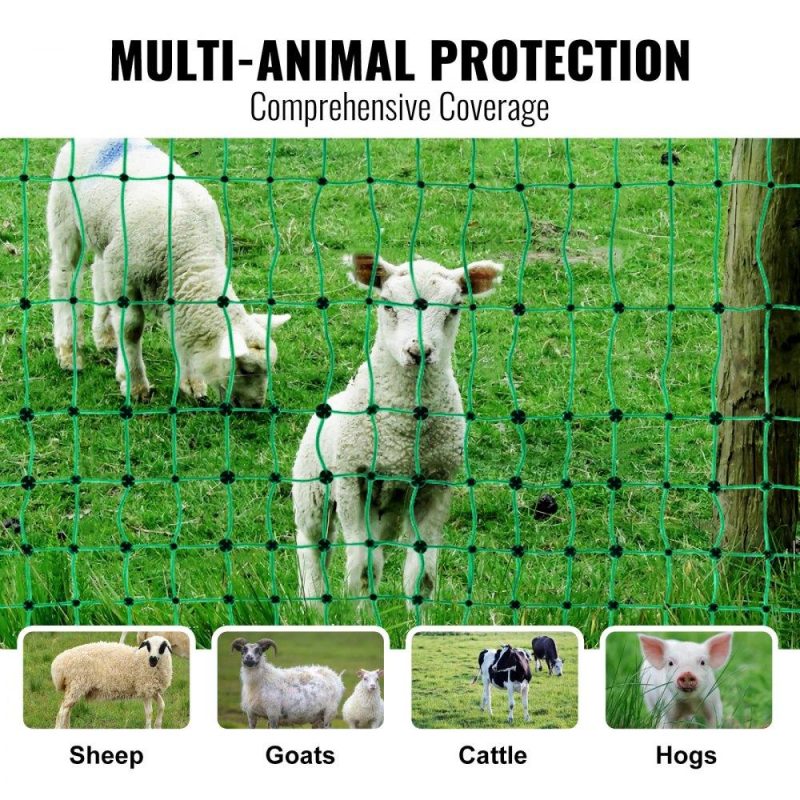 Livestock & Poultry Supplies | Electric Fence Netting, 42″ H x 164′ L, PE Net Fencing with Posts & Double-Spiked Stakes, Utility Portable Mesh for Goats, Sheep, Lambs, Deer, Hogs, Dogs, Used in Backyards, Farms, and Ranches Agriculture & Forestry Equipment Livestock & Poultry Supplies