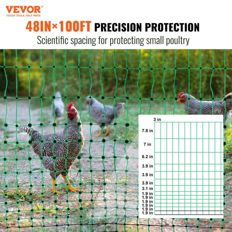 Livestock & Poultry Supplies | Electric Fence Netting, 48″ H x 100′ L, PE Net Fencing Kit with Posts & Double-Spiked Stakes, Utility Portable Mesh for Chickens, Ducks, Geese, Rabbits, Used in Backyards, Farms, and Ranches Agriculture & Forestry Equipment Livestock & Poultry Supplies