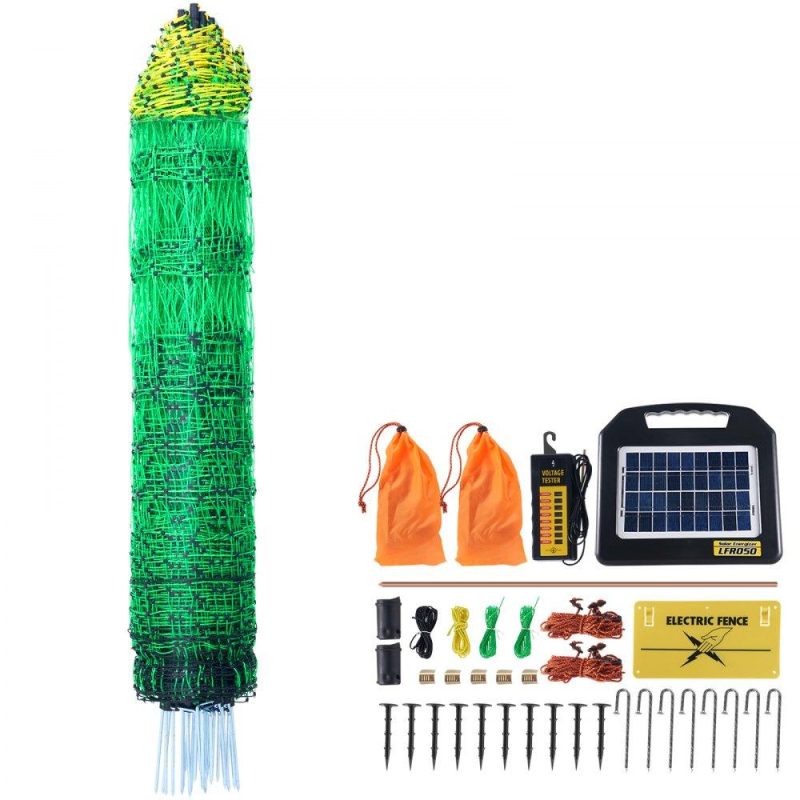 Livestock & Poultry Supplies | Electric Fence Netting, 48″ H x 100′ L, PE Net Fencing with Solar Charger/Posts/Double-Spiked Stakes, Utility Portable Mesh for Chickens, Ducks, Geese, Rabbits, Used in Backyards, Farms, Ranches Agriculture & Forestry Equipment Livestock & Poultry Supplies