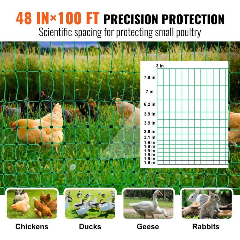 Livestock & Poultry Supplies | Electric Fence Netting, 48″ H x 100′ L, PE Net Fencing with Solar Charger/Posts/Double-Spiked Stakes, Utility Portable Mesh for Chickens, Ducks, Geese, Rabbits, Used in Backyards, Farms, Ranches Agriculture & Forestry Equipment Livestock & Poultry Supplies