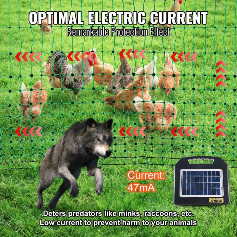 Livestock & Poultry Supplies | Electric Fence Netting, 48″ H x 100′ L, PE Net Fencing with Solar Charger/Posts/Double-Spiked Stakes, Utility Portable Mesh for Chickens, Ducks, Geese, Rabbits, Used in Backyards, Farms, Ranches Agriculture & Forestry Equipment Livestock & Poultry Supplies