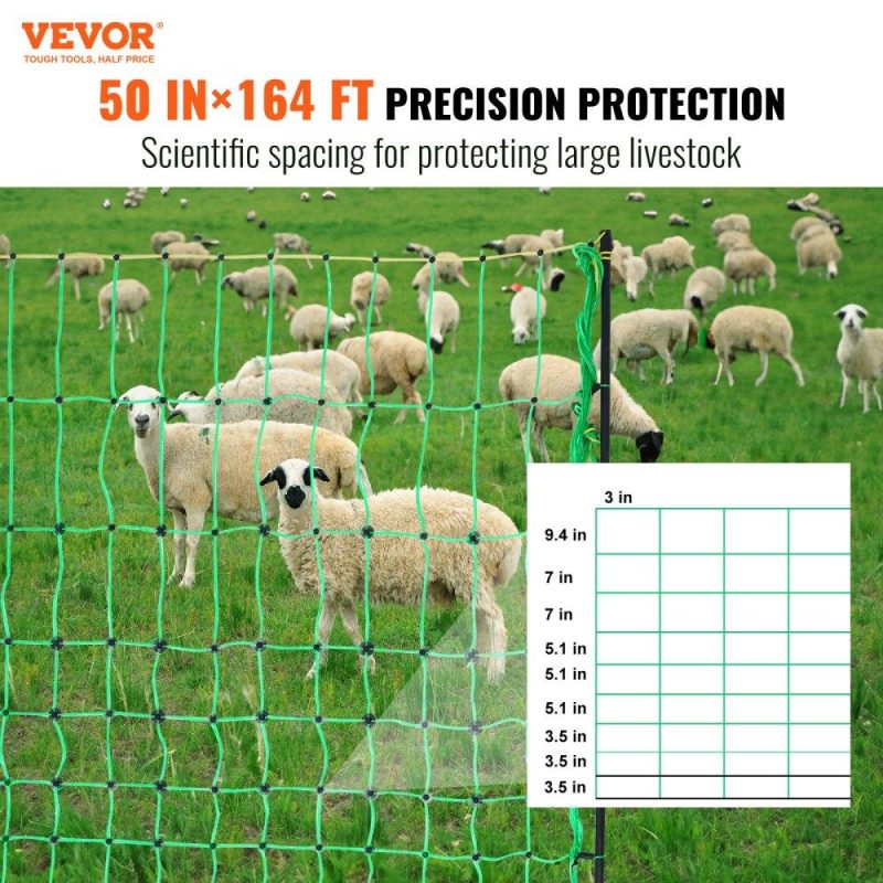 Livestock & Poultry Supplies | Electric Fence Netting, 50″ H x 164′ L, PE Net Fencing with Posts & Double-Spiked Stakes, Utility Portable Mesh for Goats, Sheep, Lambs, Deer, Hogs, Dogs, Used in Backyards, Farms, and Ranches Agriculture & Forestry Equipment Livestock & Poultry Supplies