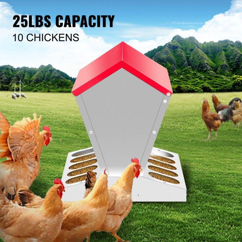 Livestock & Poultry Supplies | Galvanized Poultry Feeder 25lbs Capacity Chicken Feeder No Waste 22lbs Chicken Feeder with Lid 11.75×11.75×15.75in Chicken Feeder and Water for 10 Chickens Automatic Poultry Feeder Outdoor Agriculture & Forestry Equipment Livestock & Poultry Supplies