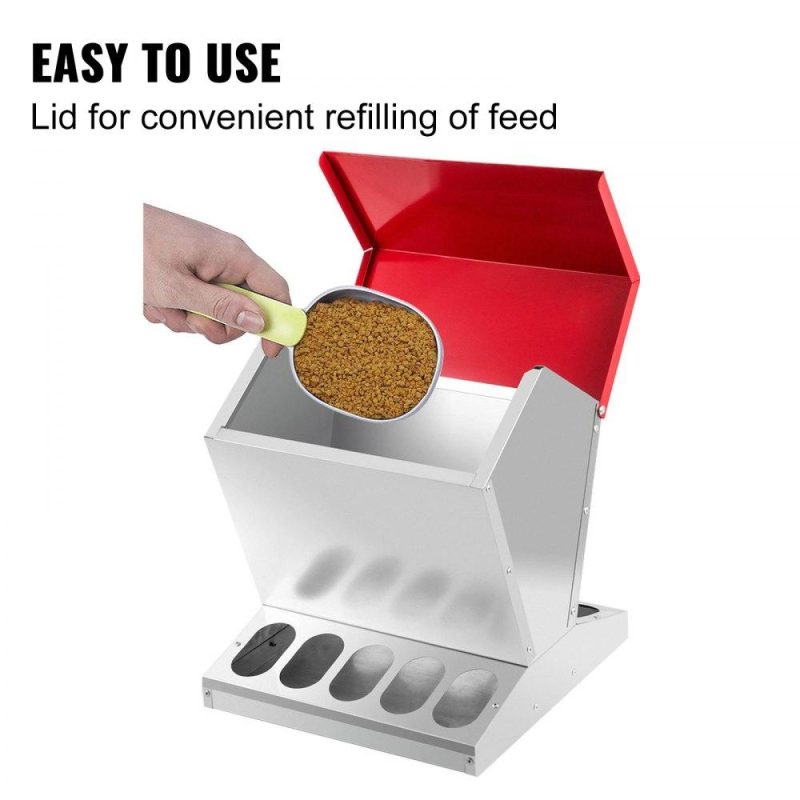 Livestock & Poultry Supplies | Galvanized Poultry Feeder 25lbs Capacity Chicken Feeder No Waste 22lbs Chicken Feeder with Lid 11.75×11.75×15.75in Chicken Feeder and Water for 10 Chickens Automatic Poultry Feeder Outdoor Agriculture & Forestry Equipment Livestock & Poultry Supplies