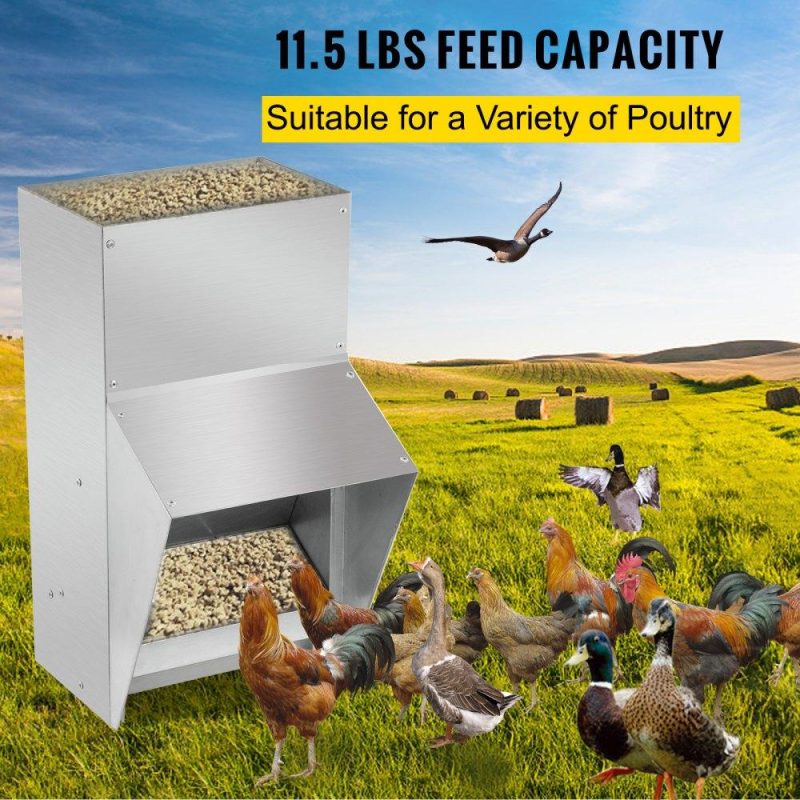 Livestock & Poultry Supplies | Galvanized Poultry Feeder Holds 11.5lbs of Feed Chicken Feeders No Waste 6.3×8.3×12.9in Hanging Chicken Feeder with Lid Weatherproof Outdoor Coop Food Dispenser for Duck Agriculture & Forestry Equipment Livestock & Poultry Supplies