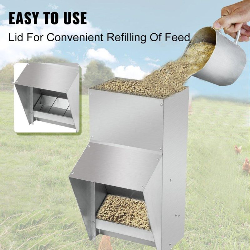 Livestock & Poultry Supplies | Galvanized Poultry Feeder Holds 25lbs of Feed Chicken Feeders No Waste 12.9×8.3×18.9in Hanging Chicken Feeder with Lid Weatherproof Outdoor Coop Food Dispenser for Duck Agriculture & Forestry Equipment Livestock & Poultry Supplies