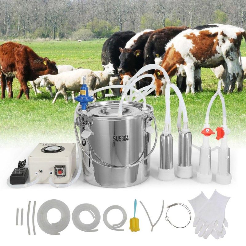 Livestock & Poultry Supplies | Goat Milking Machine, 12 L 304 Stainless Steel Bucket, Electric Automatic Pulsation Vacuum Milker, Portable Milker with Food-grade Silicone Cups and Tubes, Adjustable Suction for Cows and Sheep Agriculture & Forestry Equipment Livestock & Poultry Supplies