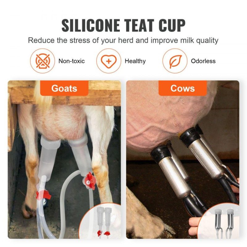 Livestock & Poultry Supplies | Goat Milking Machine, 12 L 304 Stainless Steel Bucket, Electric Automatic Pulsation Vacuum Milker, Portable Milker with Food-grade Silicone Cups and Tubes, Adjustable Suction for Cows and Sheep Agriculture & Forestry Equipment Livestock & Poultry Supplies