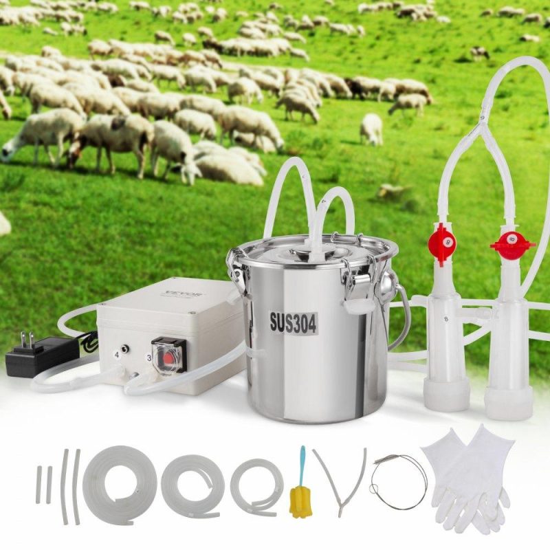 Livestock & Poultry Supplies | Goat Milking Machine, 3 L 304 Stainless Steel Bucket, Electric Automatic Pulsation Vacuum Milker, Portable Milker with Food-grade Silicone Cups and Tubes, Adjustable Suction for Sheep Agriculture & Forestry Equipment Livestock & Poultry Supplies