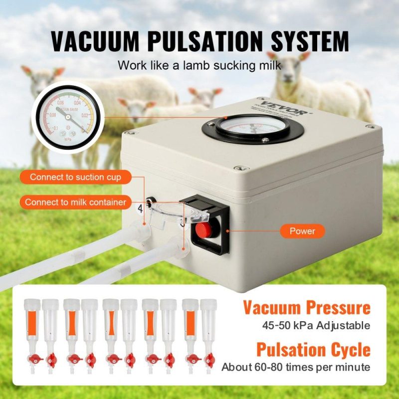 Livestock & Poultry Supplies | Goat Milking Machine, 6 L 304 Stainless Steel Bucket, Electric Automatic Pulsation Vacuum Milker, Portable Milker with Food-grade Silicone Cups and Tubes, Adjustable Suction for Cows and Sheep Agriculture & Forestry Equipment Livestock & Poultry Supplies