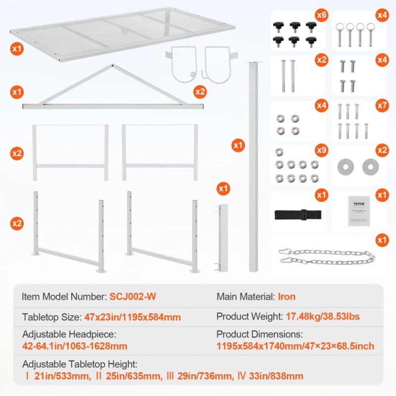 Livestock & Poultry Supplies | Goat & Sheep Stand, 47×23 inch Livestock Stand, Metal Livestock Milking and Shearing Stand 21″ to 33″ Adjustable Height, with Headpiece and Nose Loop, 500lbs Loading Weight, White White Agriculture & Forestry Equipment Livestock & Poultry Supplies