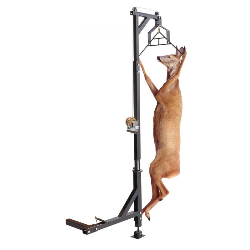 Livestock & Poultry Supplies | Hitch Mounted Deer Hoist, 400 lbs Load Capacity, Hitch Game Hoist, Truck Hitch Deer Hoist with Winch Lift Gambrel Set, 2-inch Hitch Receiver, Foot Base, Adjustable Height and 360 Degrees Swivel Agriculture & Forestry Equipment Livestock & Poultry Supplies