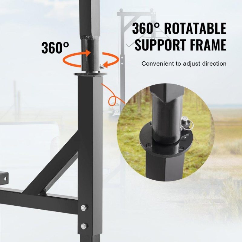 Livestock & Poultry Supplies | Hitch Mounted Deer Hoist, 400 lbs Load Capacity, Hitch Game Hoist, Truck Hitch Deer Hoist with Winch Lift Gambrel Set, 2-inch Hitch Receiver, Foot Base, Adjustable Height and 360 Degrees Swivel Agriculture & Forestry Equipment Livestock & Poultry Supplies