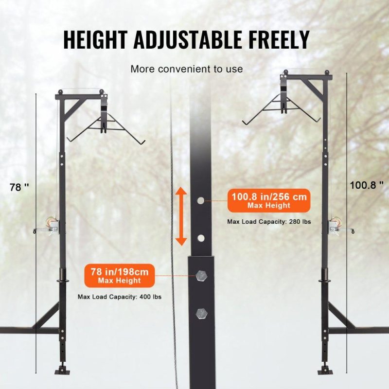 Livestock & Poultry Supplies | Hitch Mounted Deer Hoist, 400 lbs Load Capacity, Hitch Game Hoist, Truck Hitch Deer Hoist with Winch Lift Gambrel Set, 2-inch Hitch Receiver, Foot Base, Adjustable Height and 360 Degrees Swivel Agriculture & Forestry Equipment Livestock & Poultry Supplies