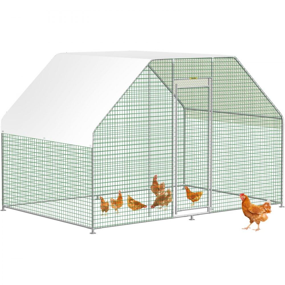 Livestock & Poultry Supplies | Large Metal Chicken Coop with Run, Walkin Chicken Run for Yard with Waterproof Cover, Outdoor Poultry Cage Hen House, 6.5×9.8×6.5ft Large Space for Duck Coops and Rabbit Runs, Silver Agriculture & Forestry Equipment Livestock & Poultry Supplies