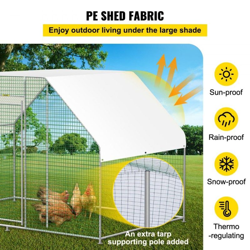 Livestock & Poultry Supplies | Large Metal Chicken Coop with Run, Walkin Chicken Run for Yard with Waterproof Cover, Outdoor Poultry Cage Hen House, 6.5×9.8×6.5ft Large Space for Duck Coops and Rabbit Runs, Silver Agriculture & Forestry Equipment Livestock & Poultry Supplies