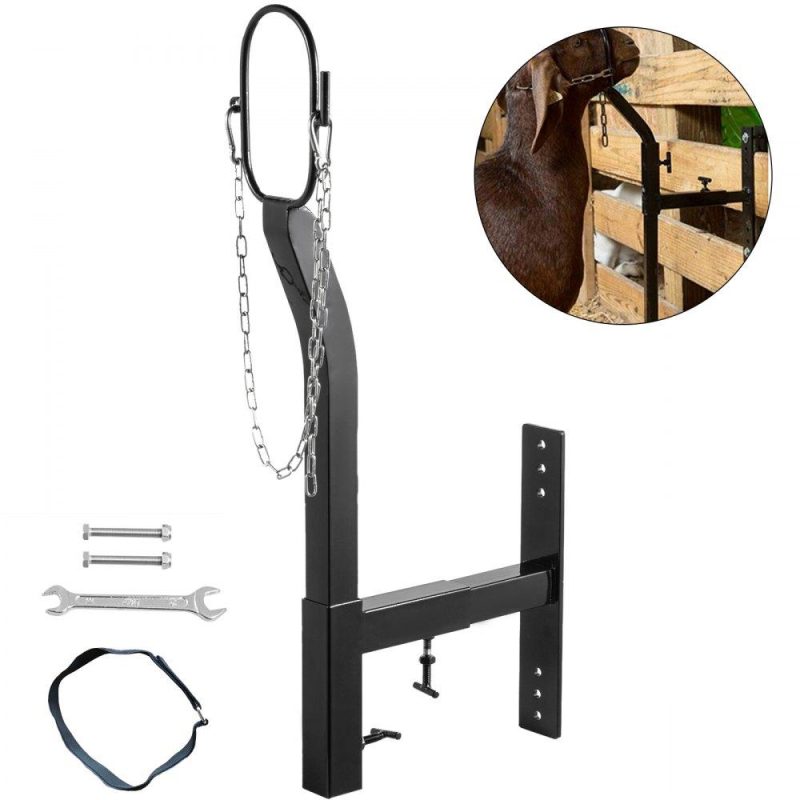 Livestock & Poultry Supplies | Livestock Stand Steel Gate Attachment Nose Loop Headpiece, 9.8inch Height and Trimming Stand 5.9inch Length Adjustable, Nose Loop Goat Trimming Stands, Sheep Shearing Stand, for Sheep & Goats Black Agriculture & Forestry Equipment Black