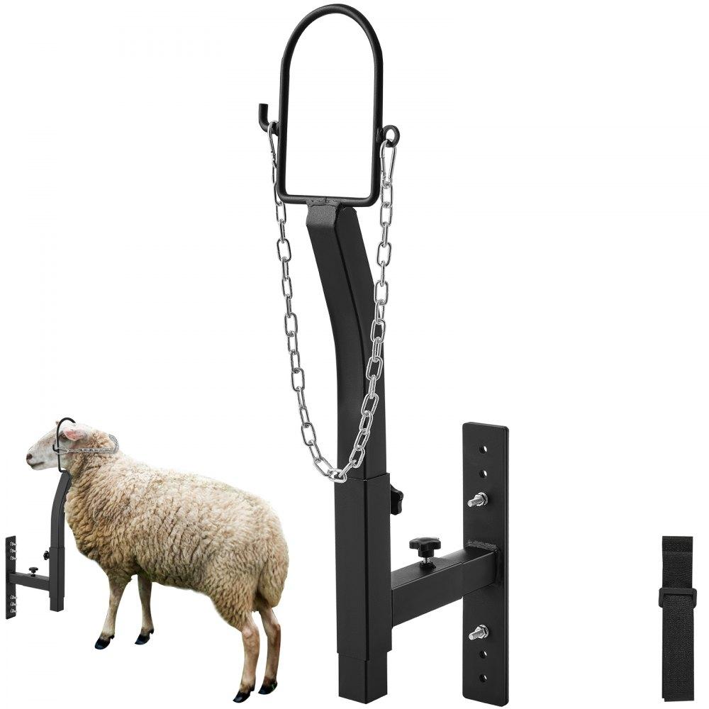 Livestock & Poultry Supplies | Livestock Trimming Stand, Goat & Sheep Stand 9.37-12.8 inch Adjustable Height 0-5.4 inch Width, Metal Goat Milking and Shearing Stand Attachment Nose Loop Headpiece, Black Black Agriculture & Forestry Equipment Black