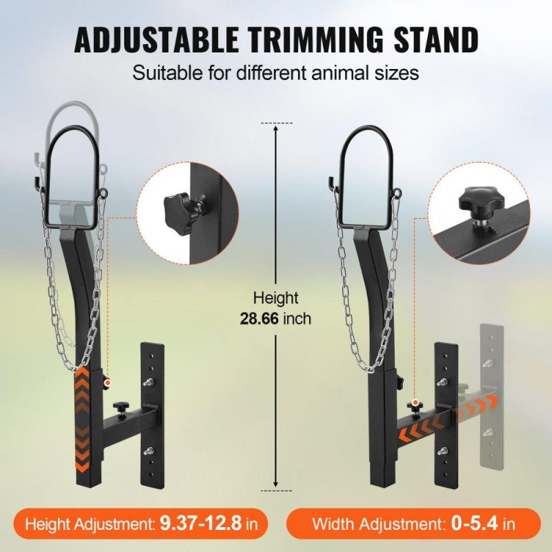 Livestock & Poultry Supplies | Livestock Trimming Stand, Goat & Sheep Stand 9.37-12.8 inch Adjustable Height 0-5.4 inch Width, Metal Goat Milking and Shearing Stand Attachment Nose Loop Headpiece, Black Black Agriculture & Forestry Equipment Black