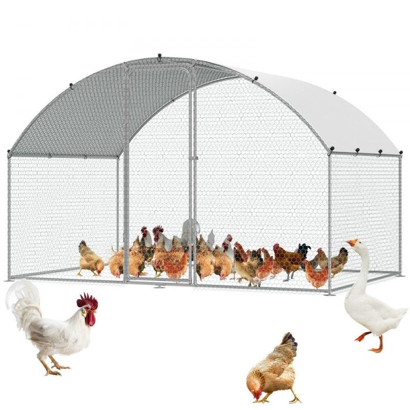 Metal Chicken Coop | Chicken Coop, 9.8×6.5×6.5ft Walk-in Large Metal Chicken Run for Yard with Waterproof Cover, Doom Roof Hen House with Security Lock for Outdoor and Backyard, Farm, Duck Rabbit Cage Poultry Pen Agriculture & Forestry Equipment Livestock & Poultry Supplies