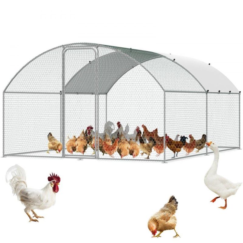 Metal Chicken Coop | Large Metal Chicken Coop, 9.8×12.9×6.5 ft Walk in Chicken Run for Yard with Waterproof Cover, Doom Roof Hen House with Security Lock for Outdoor and Backyard, Farm, Duck Rabbit Cage Poultry Pen Agriculture & Forestry Equipment Livestock & Poultry Supplies