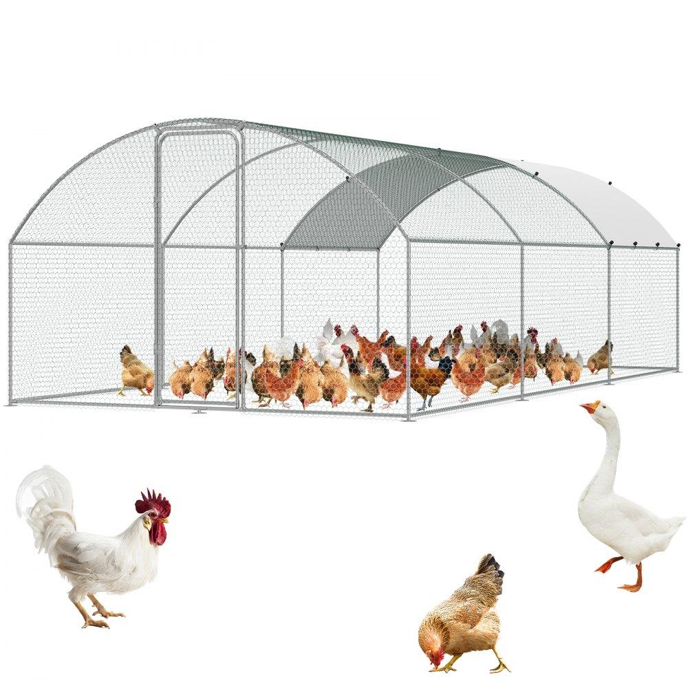 Metal Chicken Coop | Large Metal Chicken Coop with Run, 9.8×19.3×6.5 ft Walk-in Chicken Runs for Yard with Cover, Doom Roof Hen House with Security Lock for Outdoor and Backyard, Farm, Duck Rabbit Cage Poultry Pen Agriculture & Forestry Equipment Livestock & Poultry Supplies