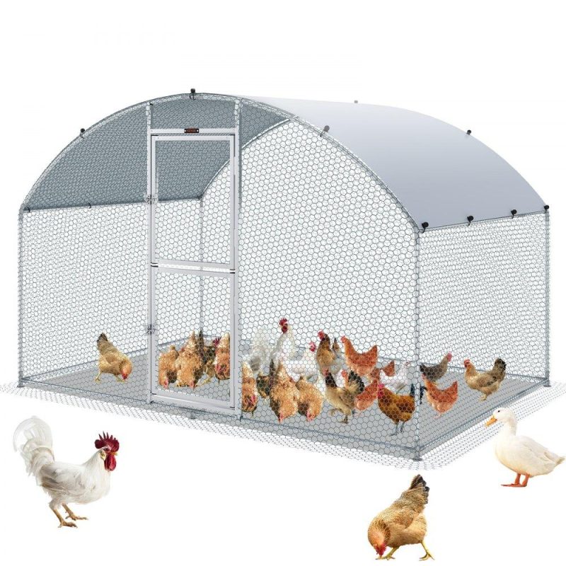 Metal Chicken Coop | Large Metal Chicken Coop with Run, Walkin Chicken Coop for Yard with Waterproof Cover, 6.6 x 9.8 x 6.6 ft, Dome Roof Large Poultry Cage for Hen House, Duck Coop and Rabbit Run, Silver Agriculture & Forestry Equipment Livestock & Poultry Supplies