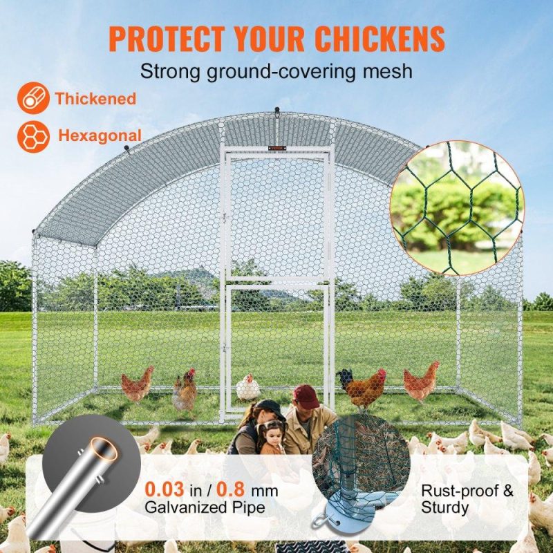 Metal Chicken Coop | Large Metal Chicken Coop with Run, Walkin Chicken Coop for Yard with Waterproof Cover, 6.6 x 9.8 x 6.6 ft, Dome Roof Large Poultry Cage for Hen House, Duck Coop and Rabbit Run, Silver Agriculture & Forestry Equipment Livestock & Poultry Supplies