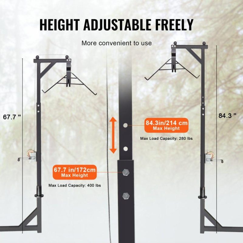 Mounted Deer Hoist | Hitch Mounted Deer Hoist, 400 lbs Load Capacity, Hitch Game Hoist, Truck Hitch Deer Hoist with Winch Lift Gambrel Set, 2-inch Hitch Receiver, Adjustable Height & 360 Degrees Swivel, Carbon Steel Agriculture & Forestry Equipment Livestock & Poultry Supplies