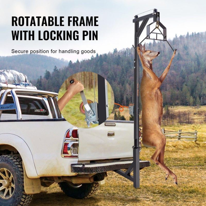 Mounted Deer Hoist | Hitch Mounted Deer Hoist, 400 lbs Load Capacity, Hitch Game Hoist, Truck Hitch Deer Hoist with Winch Lift Gambrel Set, 2-inch Hitch Receiver, Adjustable Height & 360 Degrees Swivel, Carbon Steel Agriculture & Forestry Equipment Livestock & Poultry Supplies