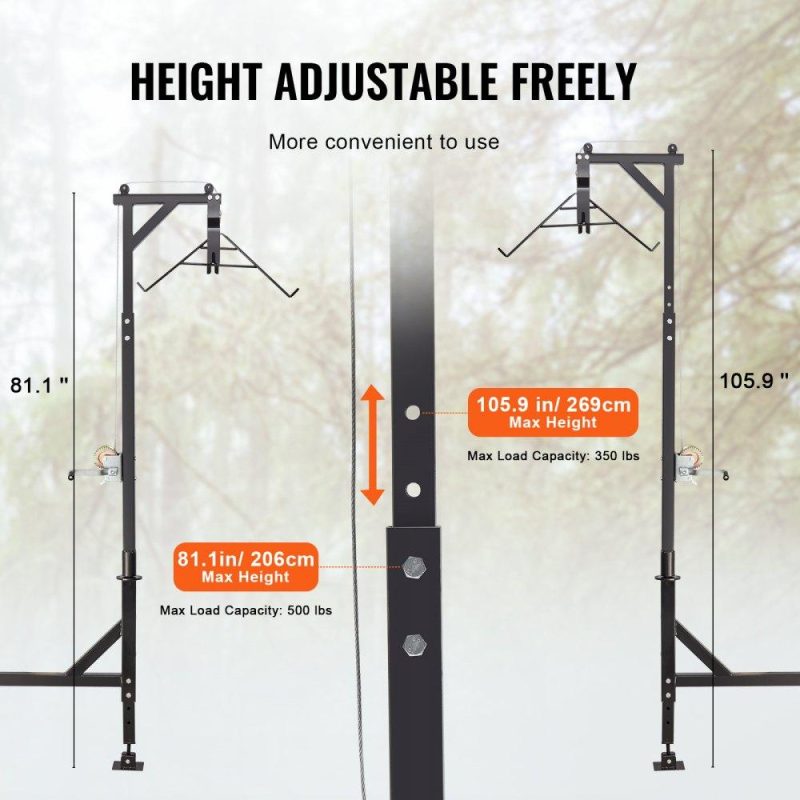 Mounted Deer Hoist | Hitch Mounted Deer Hoist, 500 lbs Load Capacity, Hitch Game Hoist, Truck Hitch Deer Hoist with Winch Lift Gambrel Set, 2-inch Hitch Receiver, Foot Base, Adjustable Height and 360 Degrees Swivel Agriculture & Forestry Equipment Livestock & Poultry Supplies